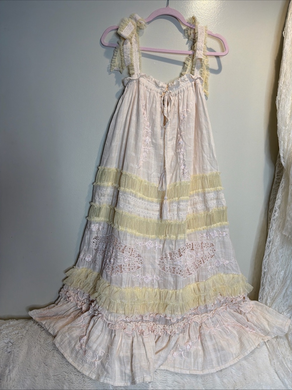 Rare Fillyboo Charm Your Way Camisole Lace Ruffles Cutwork Midi Dress S - Picture 3 of 8